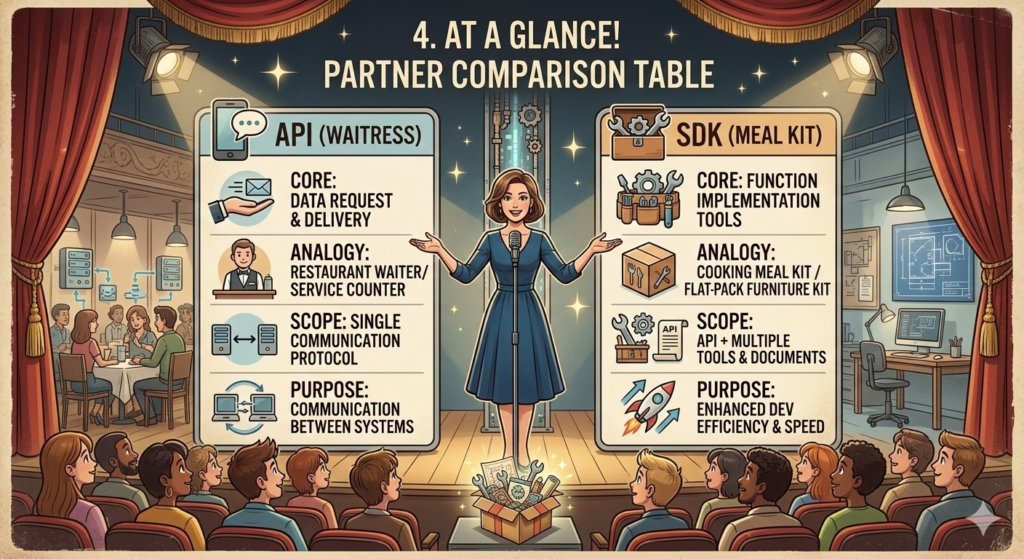 comparison of the function of sdk and api