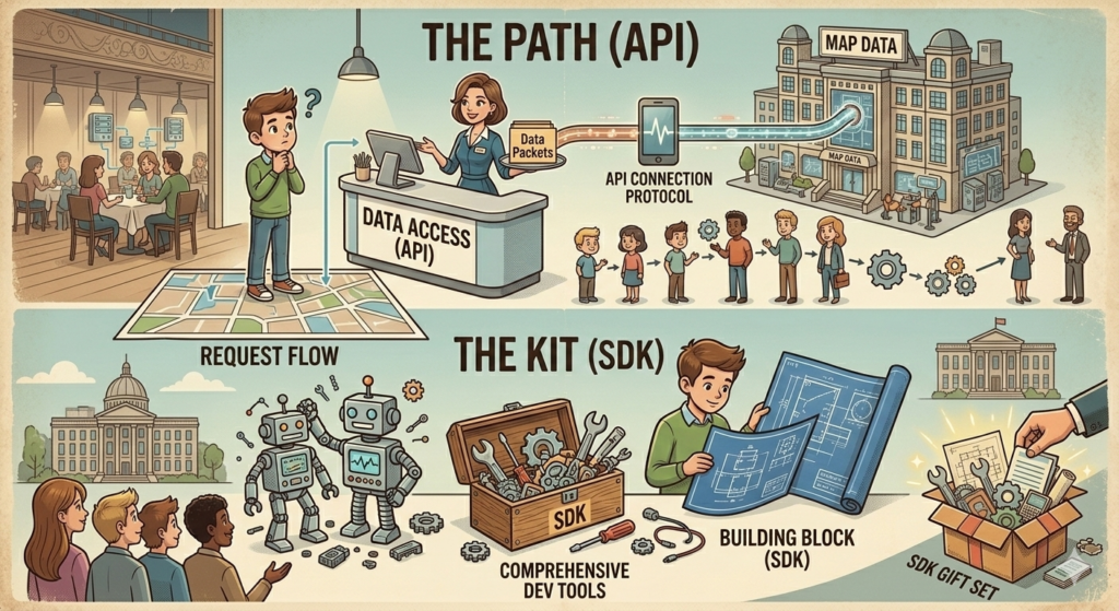 comparison of the function of sdk and api