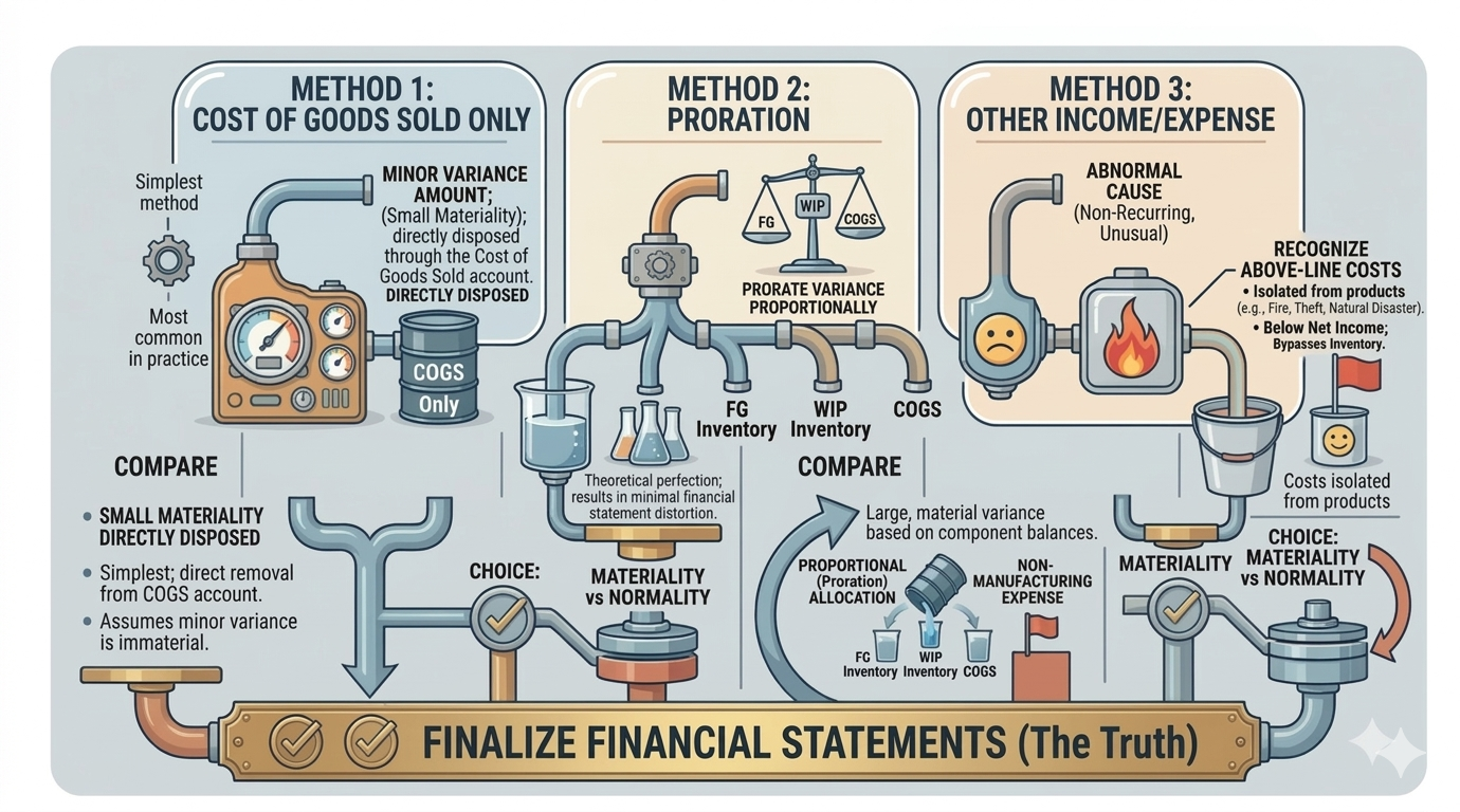 disposal of overhead variances-cogs, 3 -different -methods